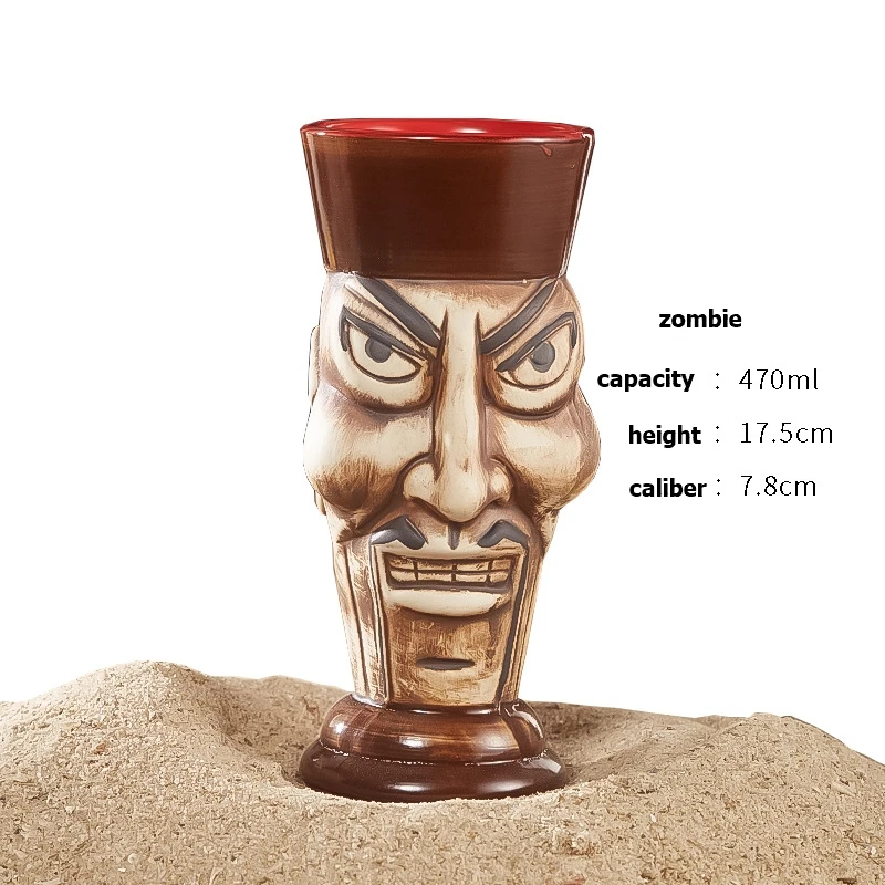 Zombie Hawaiian Ceramic Mug Creative Cocktail Glasses Cups Tiki Mugs Funny Beer Mug Personalized Mugs Bar Kitchen Accessories