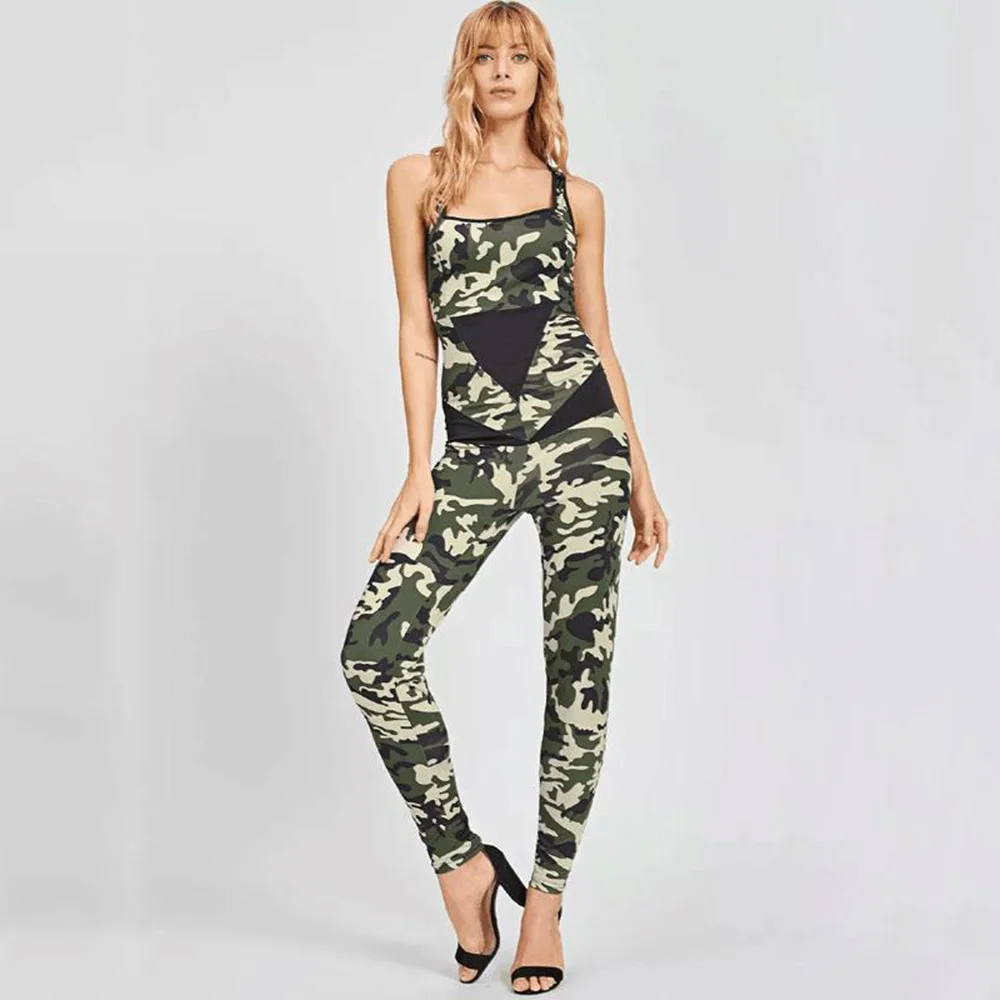 Gymdolphins Women\'s Camouflage Printed Coverall 2024 New Backless Skinny Sports Jumpsuit Stylish Fitness Yoga One-piece Suits