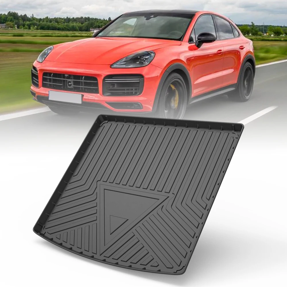 TPE Car Trunk Mat For Porsche Cayenne SUV/Coupe/E-Hybrid 2018 2019 2020 2021 2022 Custom Waterproof Protective Rubber Car Mats