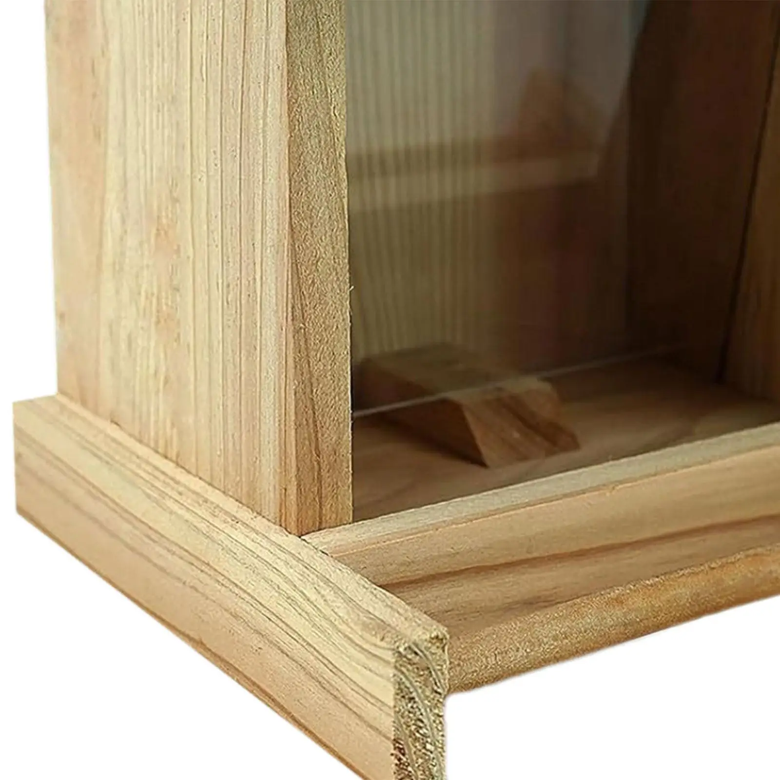 Wooden Bird Feeder Clear Window with Perch Birds Food Container for Large Medium Birds Cardinal Finches