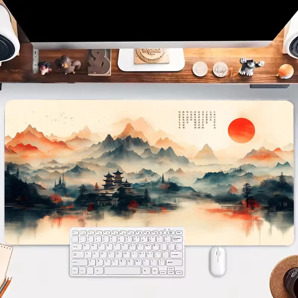 

Chinese style ink landscape Mouse Pad Large Extended Pads Gaming Mousepads Non-slip Laptop Tablet Gamer Keyboard Mat PC Playmat