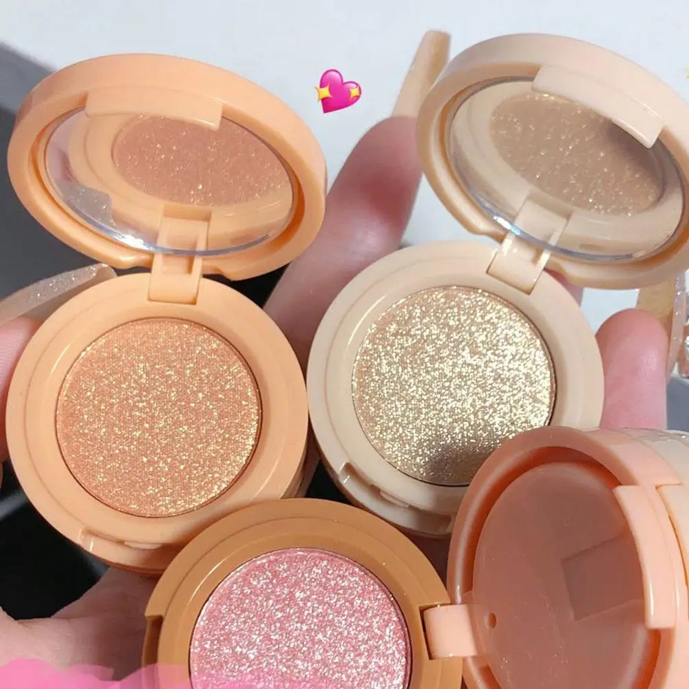 3 in - 1 One Makeup Palette Peach Blush Contour Shadow Highlighter with Matte & Glitter Pigments for Eyebrow Nose and Face Plus