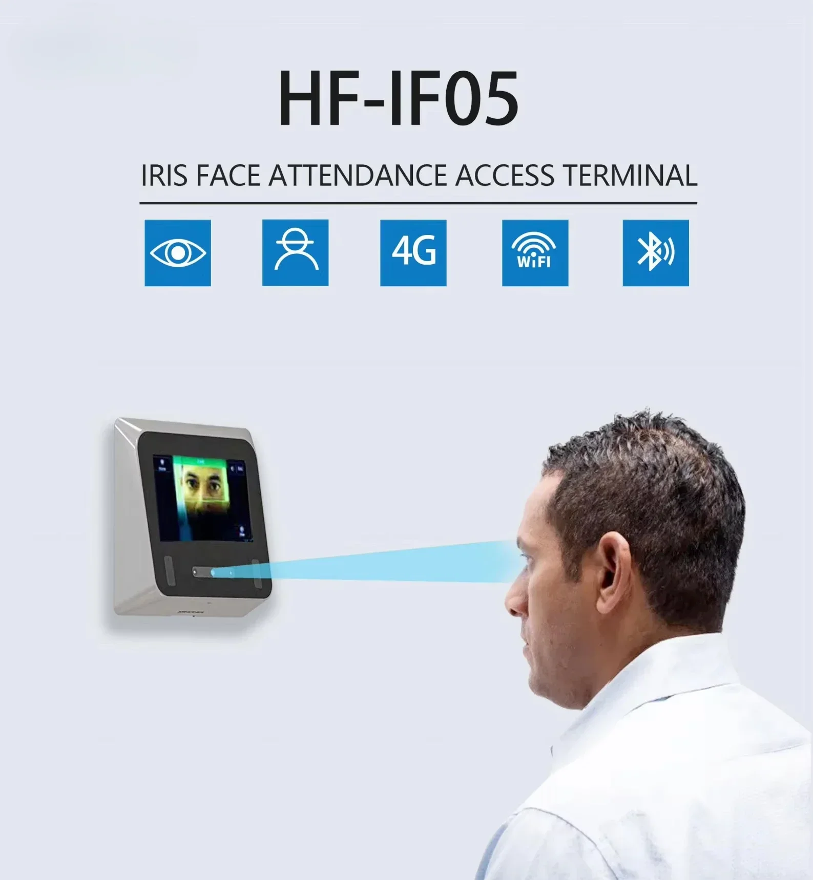 HFSecurity Eye Reader Iris Scanner Person Identification Facial Recognition Time Attendance Access Control System