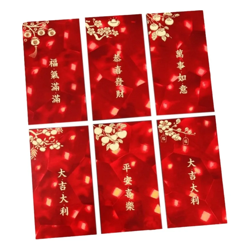 

6Pcs Chinese Style 2026 Horse Year Red Envelope Traditional Bless Words New Year Money Envelope Paper Large Capacity
