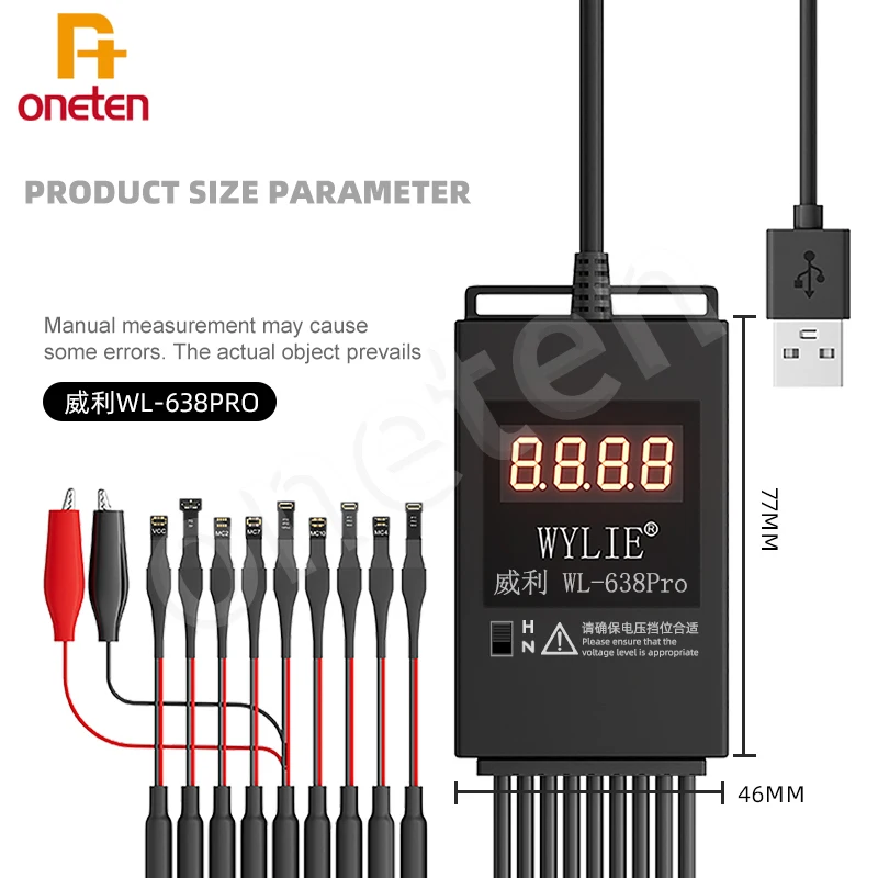 WYLIE WL-638 PRO Smart Power Supply Cable for iPhone 6G-16 Pro Max Android Motherboard Battery Boot line Over voltage Protection