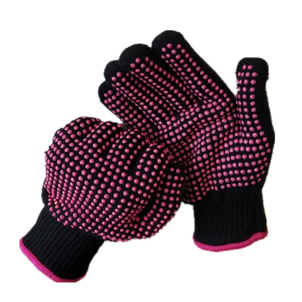 3Pcs Double Side Silicone Anti-Scald Gloves Hairdressing Salon Perm Curling Gloves Mittens Five Finger Hair Styling Tools