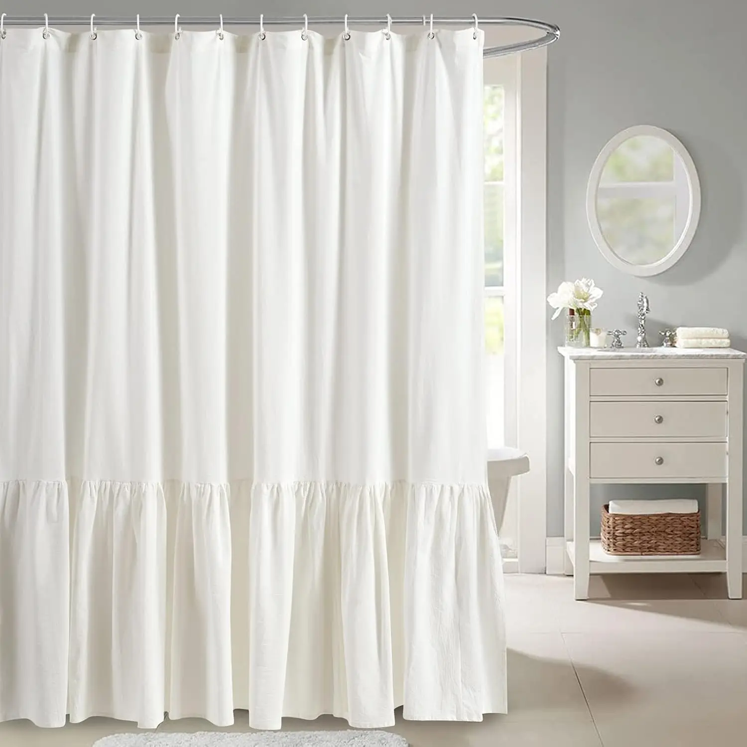 

Mermaid Ruffle 72x72 100% Cotton Ivory White French Coun y Shabby Chic Shower Curtains Boho Farmhouse Coun y Cottage A