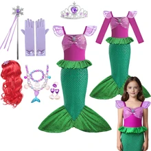 Mermaid Ariel Girls Dress Short Sleeve Tulle Cosplay Princess Costume Carnival Party Girl Princess Dress Party Dresses For Girls Mermaid Ariel Girls Dress Short Sleeve Tulle Cosplay Princess Costume Carnival Party Girl Princess Dress Party Dresses For Girls