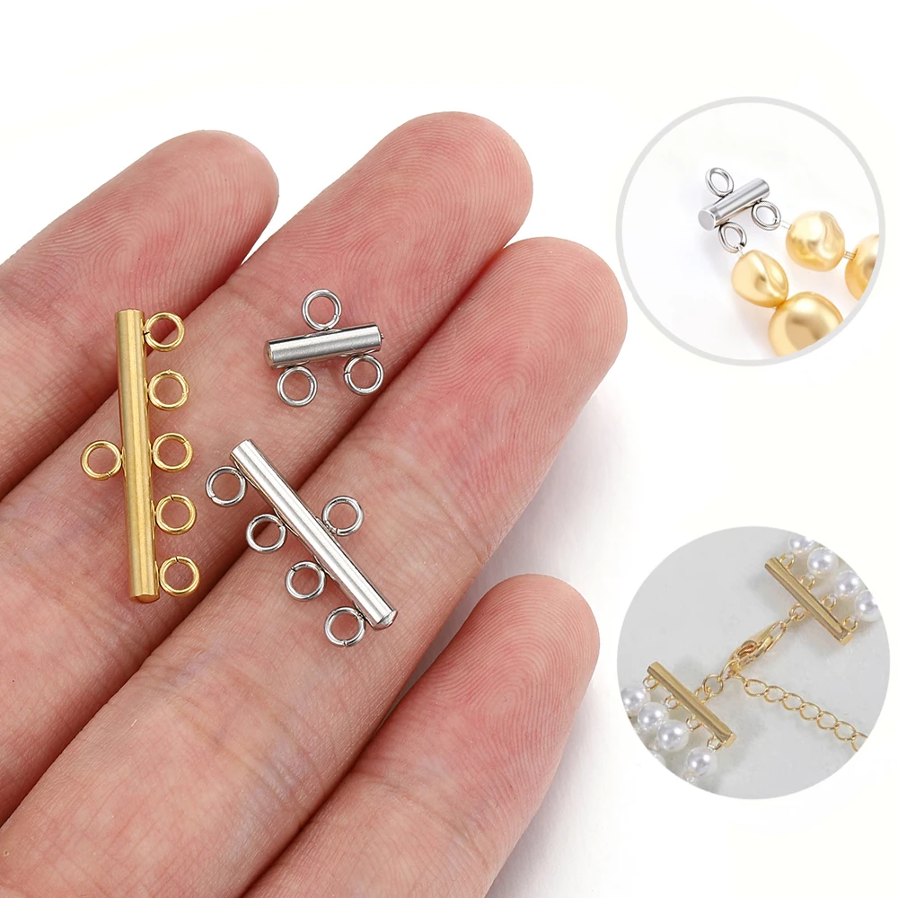 20pcs Stainless Steel Multihole Pendants Connector Clasp Necklace Bracelet Layer Pendant Connect Tassel DIY Ear Jewelry Making