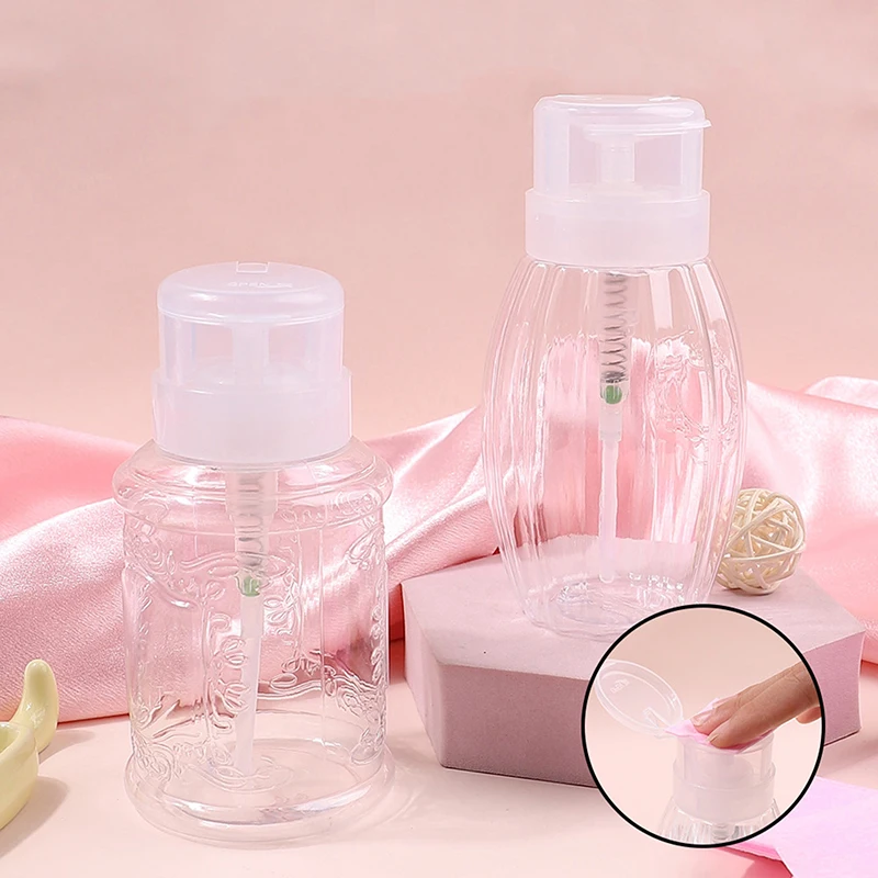 

1 PCS Clear Pattern Nail Press Split Bottle Empty Travel Plastic Dispenser Reusable Polish Remover Pump Manicure Accessories