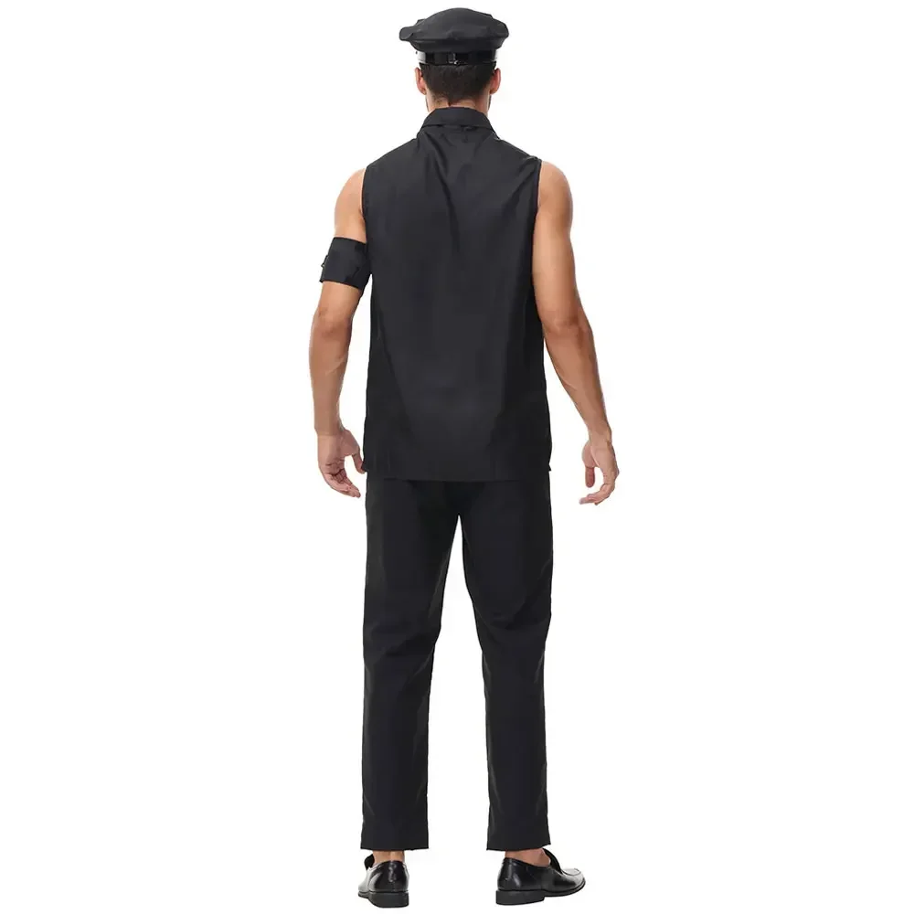 Halloween hombres guapos uniforme de policía Top hombres policía fiesta Cosplay oficial de policía ropa de lujo