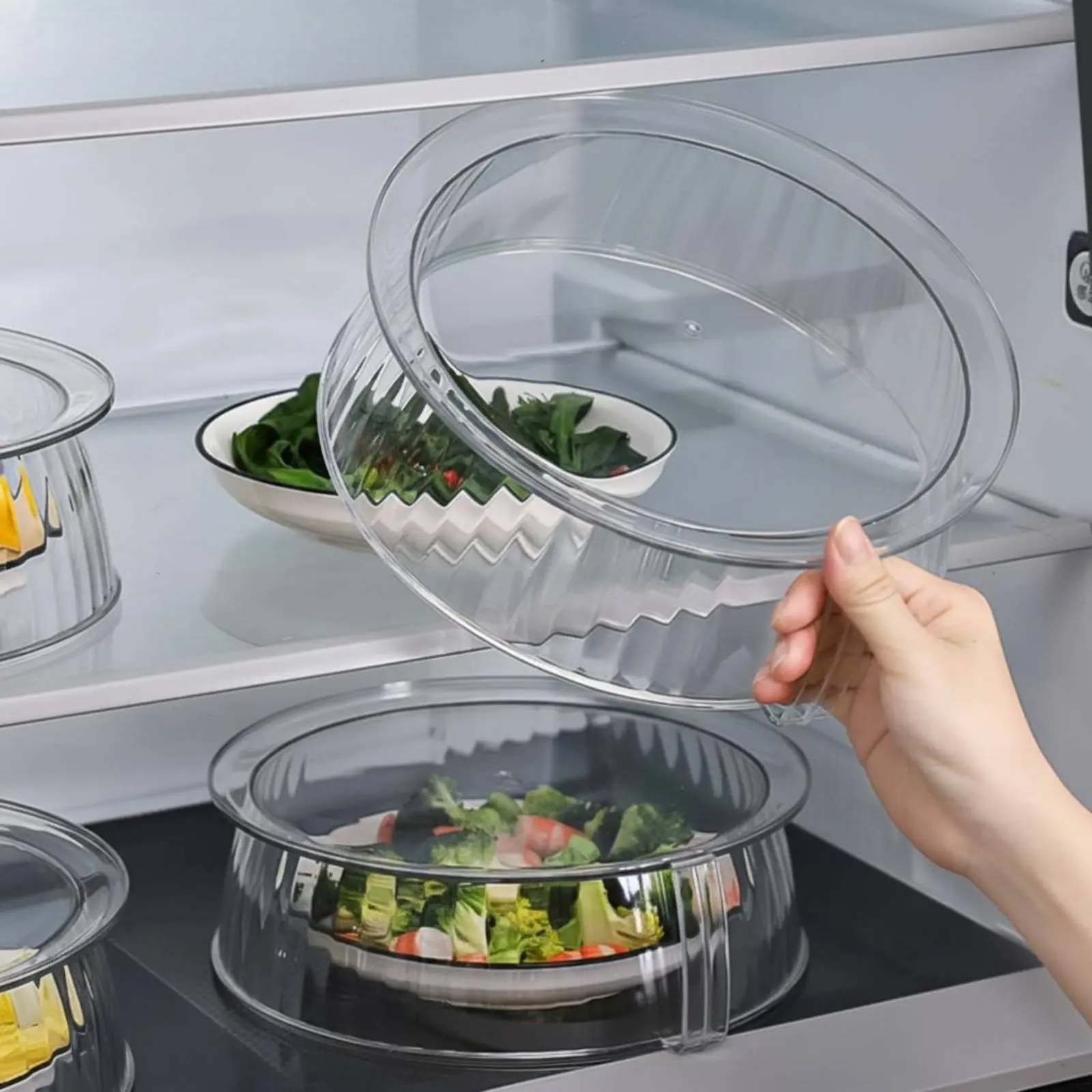 

Microwave Plate Cover Easy to Clean Microwave Spatter Guard Food Spatter Lid With Handle Kitchen Accessory Fridge Safe