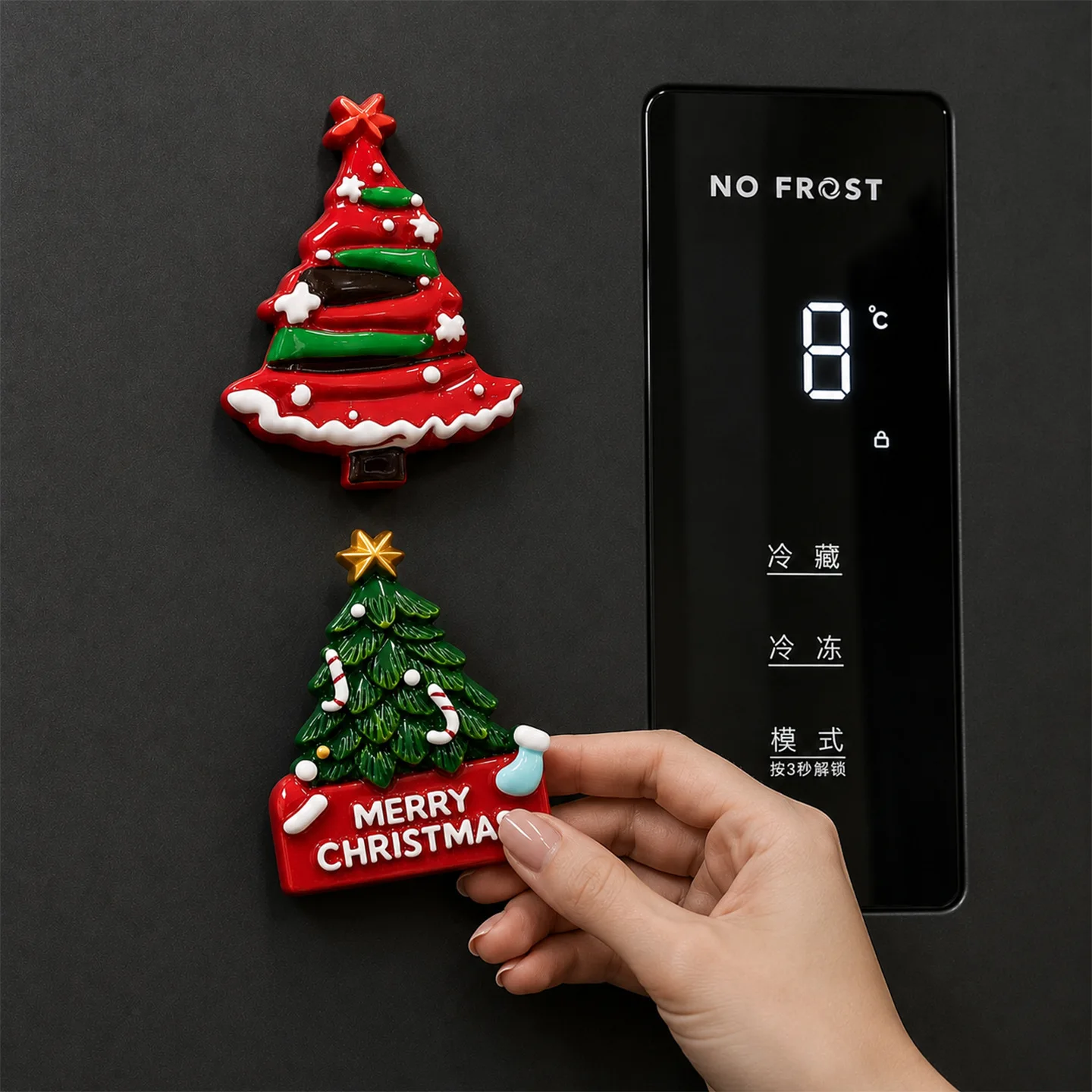 Resin - Christmas Refrigerator Magnets Set Merry Christmas