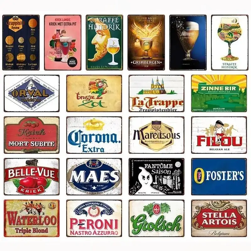الألمانية بلجيكا البيرة بيروني WATERLOO ريترو خمر معدن القصدير علامات ملصق لغرفة بار حانة نادي رجل الكهف الجدار الديكور A-217 #1