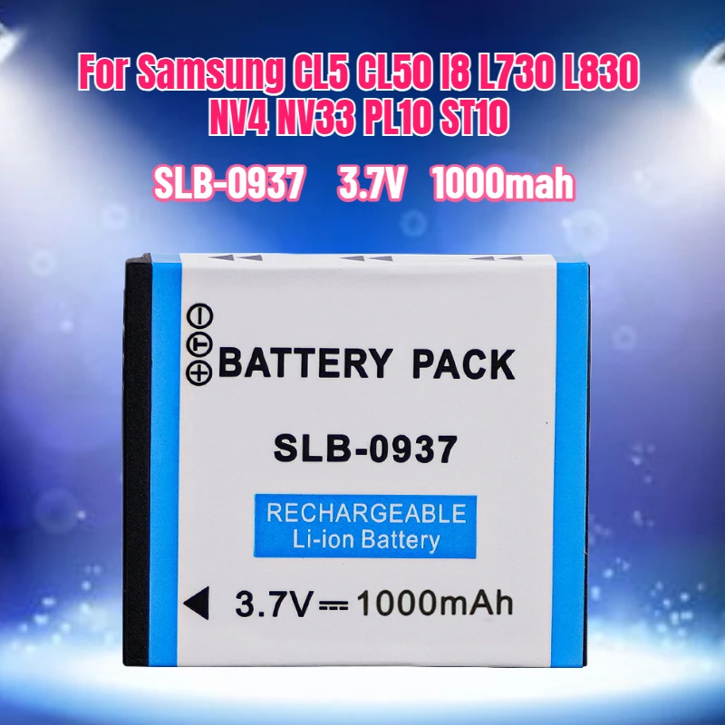 3.7V 1000mah SLB-0937 SLB0937 Battery Full Decoding for Samsung CL5 CL50 I8 L730 L830 NV4 NV33 PL10 ST10