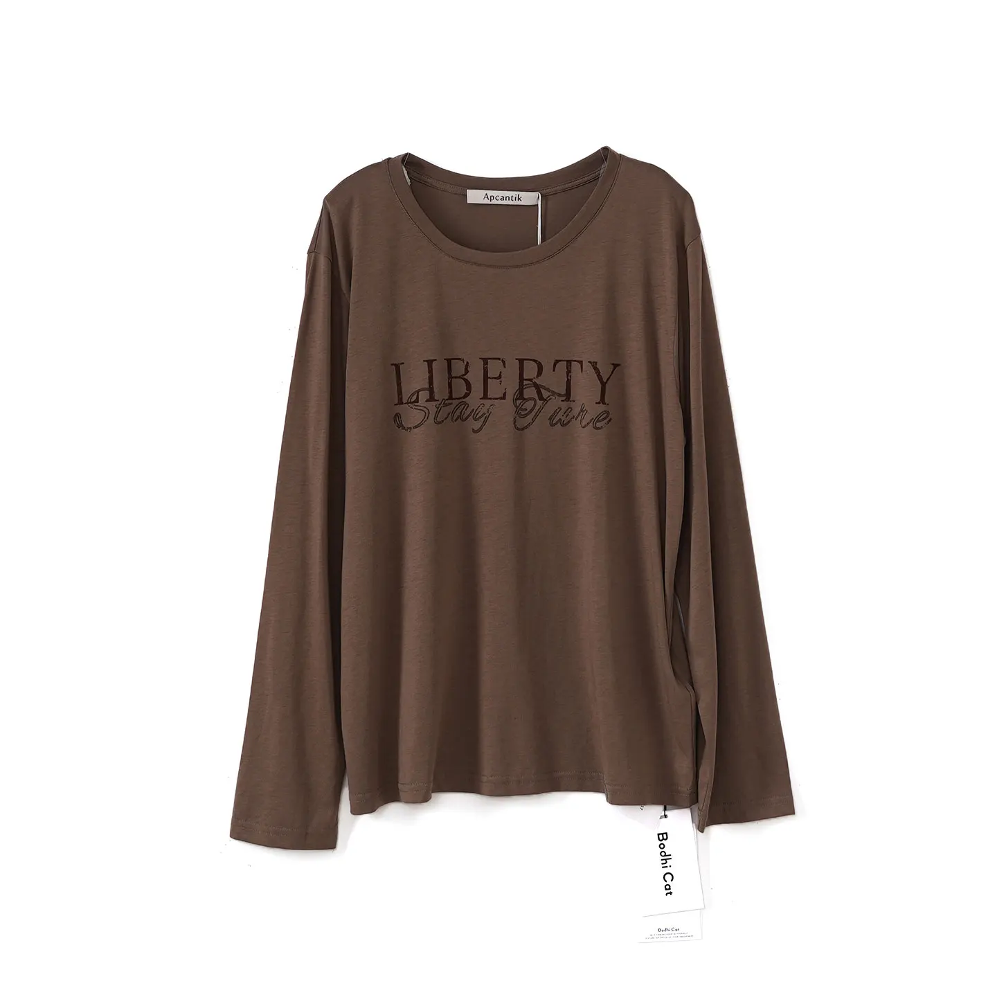 

Женская футболка Bodhl Smooth Modal Casual с длинным рукавом и круглым вырезом, приятная для кожи, с принтом, дышащая, из смесового хлопка, для осеннего сезона