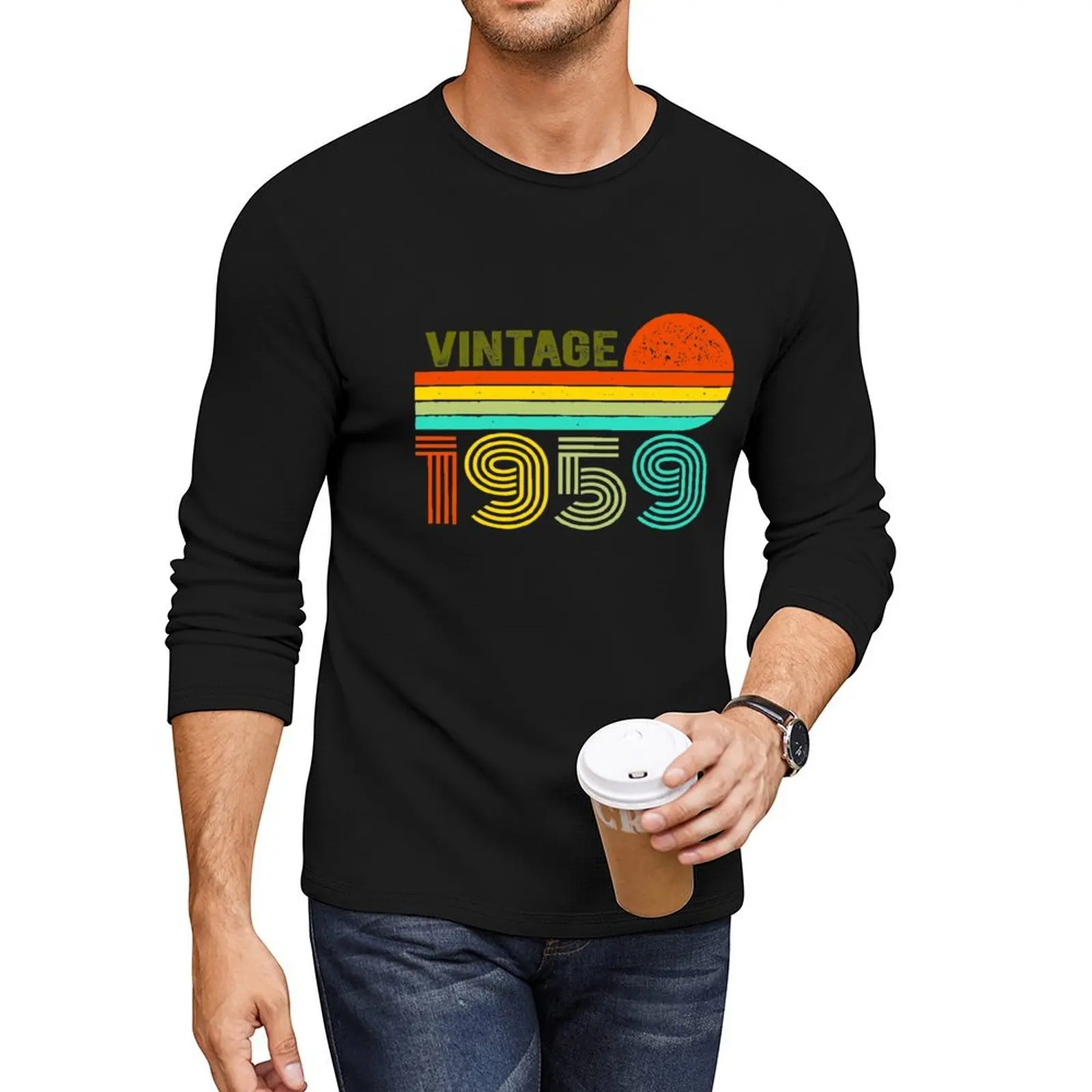 

retro vintage 1959 61th Birthday gift idea Long T-Shirt Tee shirt funny t shirts quick drying shirt plain white t shirts men