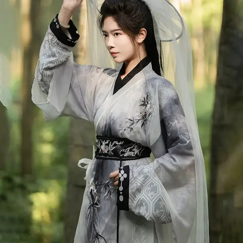 2024 chinese wei jin style men hanfu literati swordsman elegant temperament hanfu exquisite embroidery printing zen tea garment