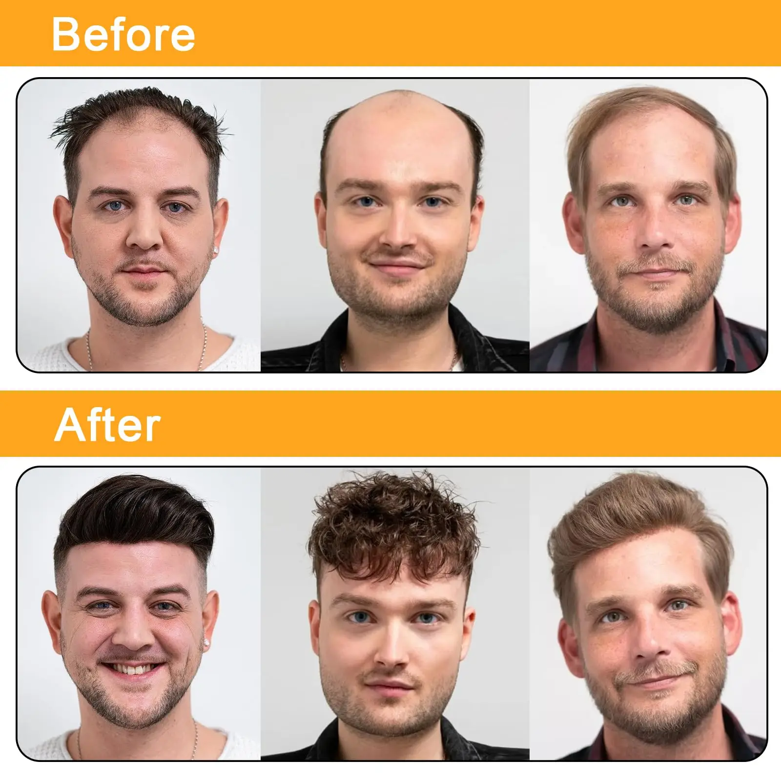 OCK Men's Ultra Thin Skin Toupee - Knotless Hand-Tied, 100% Human Hair Piece, 8"x10" Transparent PU Base