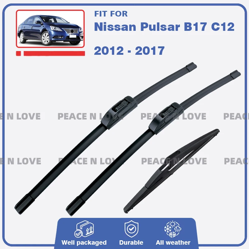 

Щетки стеклоочистителя переднего и заднего стекла для Nissan Pulsar B17 C12 2012 2013 2014 2015 2016 2017, щетки для лобового стекла, аксессуары для окон
