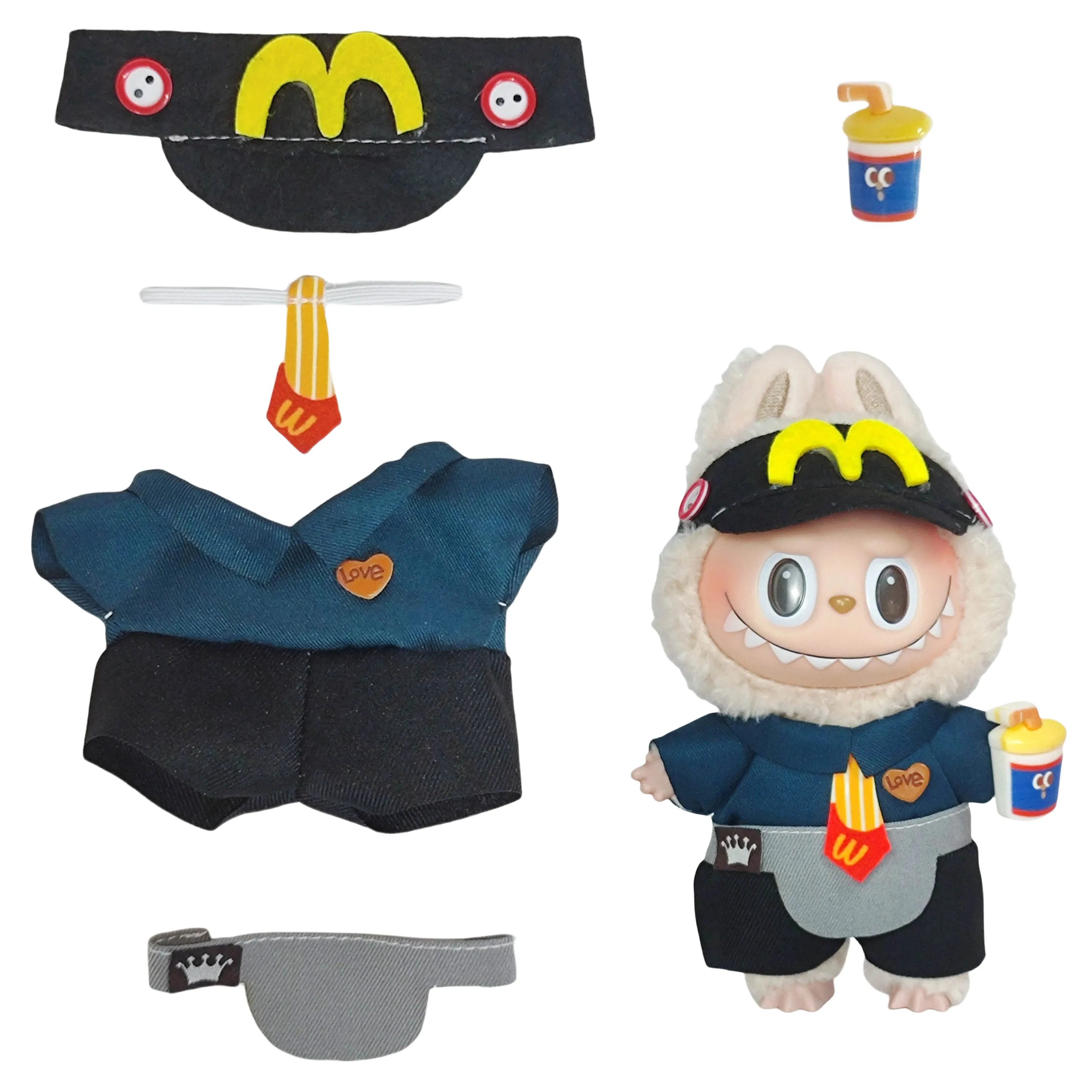 17 سنتيمتر Labubu أفخم دمية الفينيل صندوق أعمى معلقة سحر-مجموعة أزياء النادل للتغيير