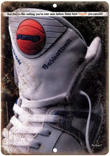1e, Anuncio vintage de baloncesto con bomba Reebok; Reproducción de letrero metálico ZE60