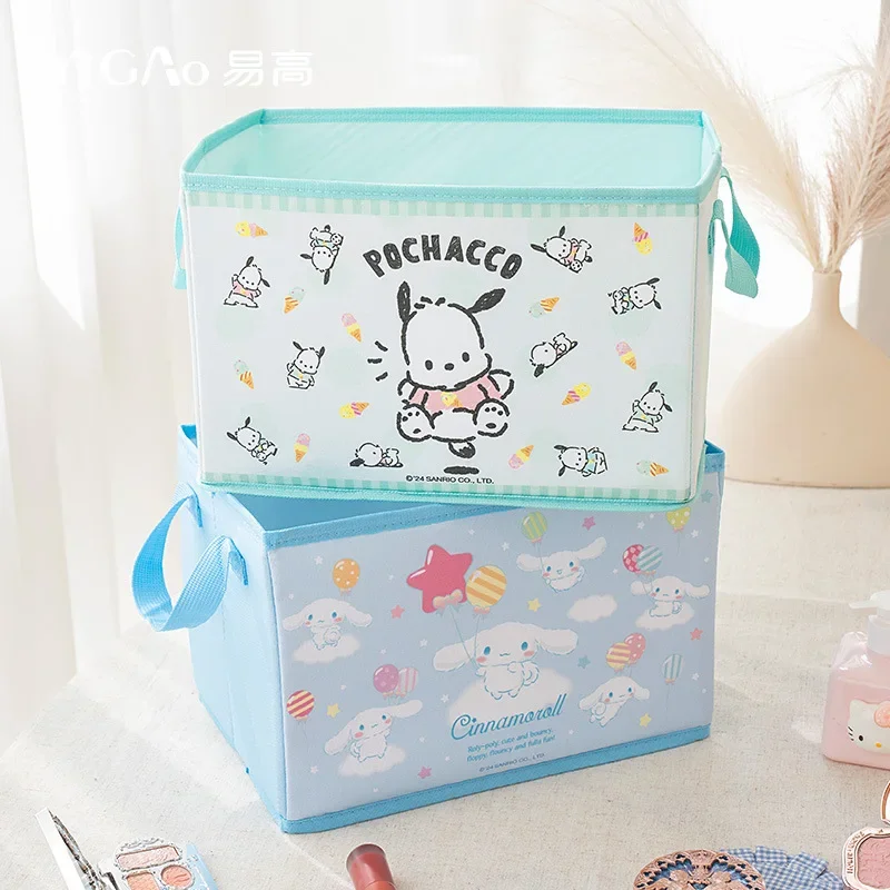 

My Melody Kuromi Cosmetic Bag Sanrios Cinnamoroll Storage Basket Cosmetic Storage Box Desktop Foldable Underwear Sock