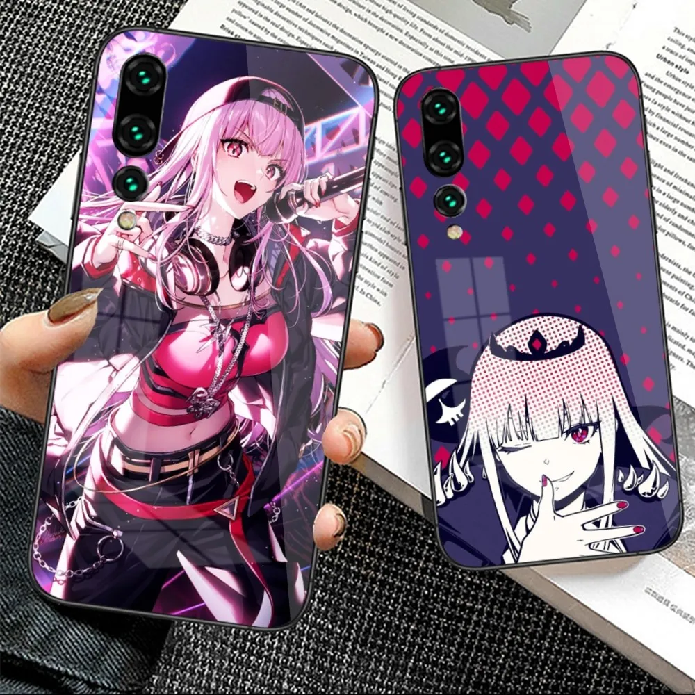 Funda de teléfono móvil de Anime Mori Calliope, cubierta de vidrio para Huawei P50, P40, P30, P20 Pro, Mate 40, 30, 20 Pro, Nova 9, 8, 7, PC