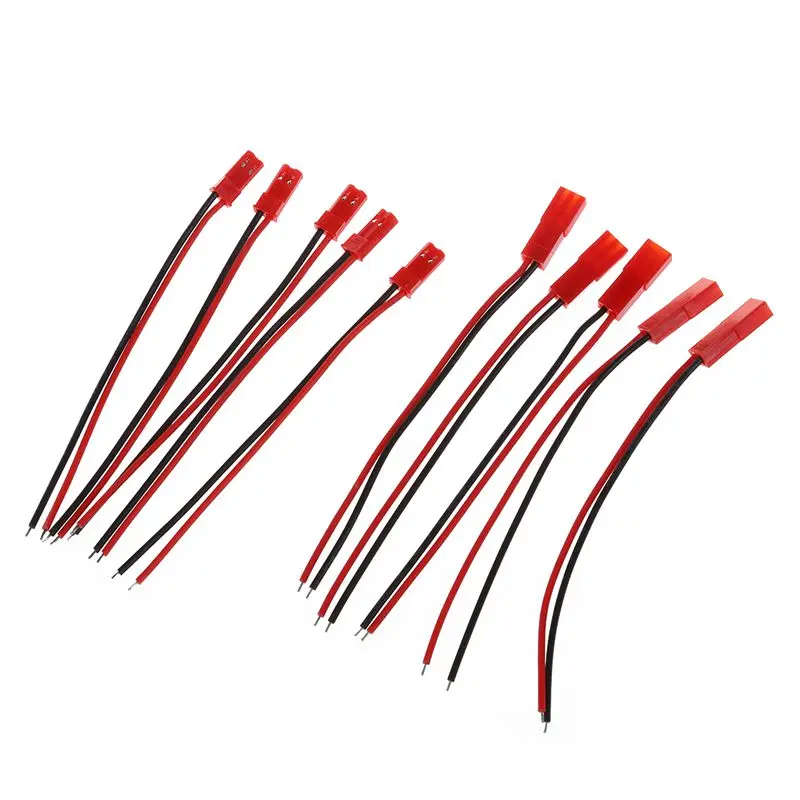 HOT-5 Pairs 22AWG 100mm Cable W 2Pin JST M F Plug for RC Battery Motor Connection