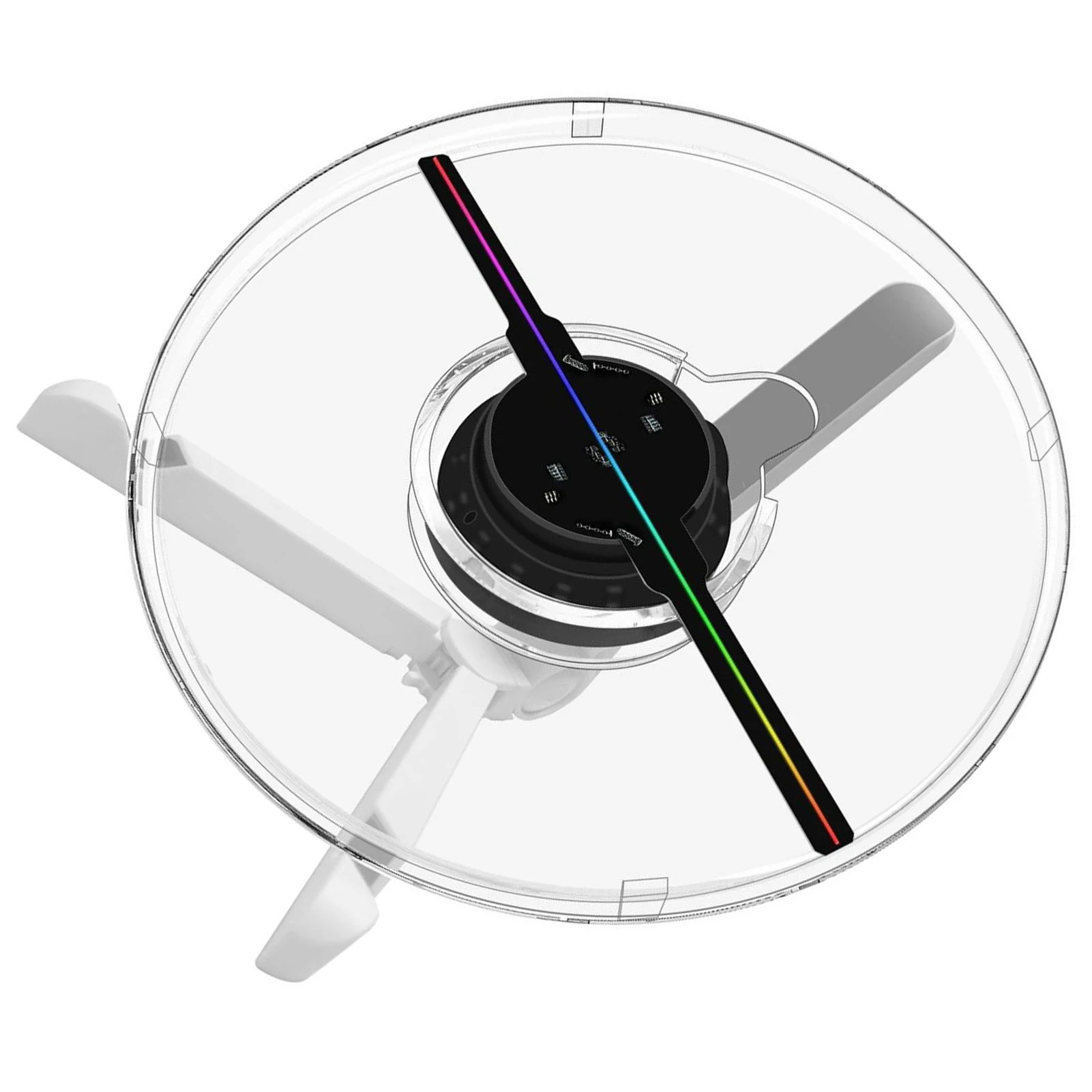 

Светодиодный голографический вентилятор с беспроводным управлением, водонепроницаемый, простая установка, прочный, из АБС-пластика