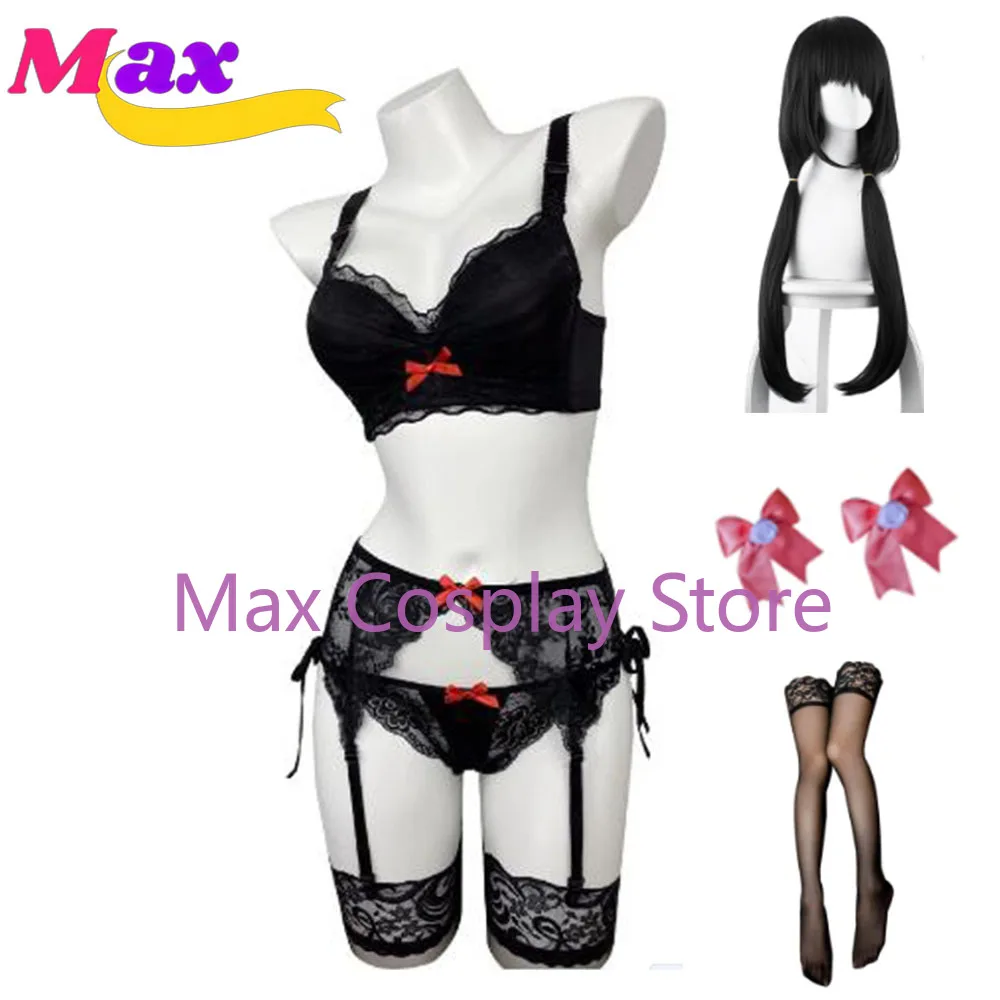 

Max Cos Anime Cosplay Tokisaki Kurumi Cosplay Costume Sexy Lace Underwear Bra Set Underpants Outfit For Women Swimwear