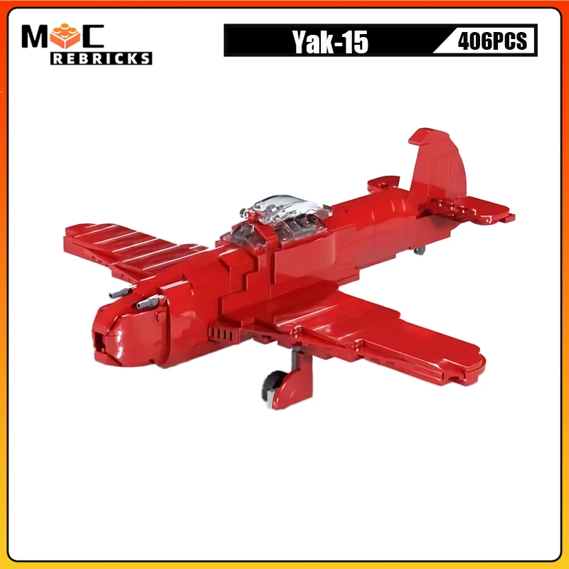 WW II Military Aircraft Yak-15 Turbojet Fighter MOC Building Blocks Assembly Airplane Model Puzzle Kids Bricks Toys Xmas Gifts