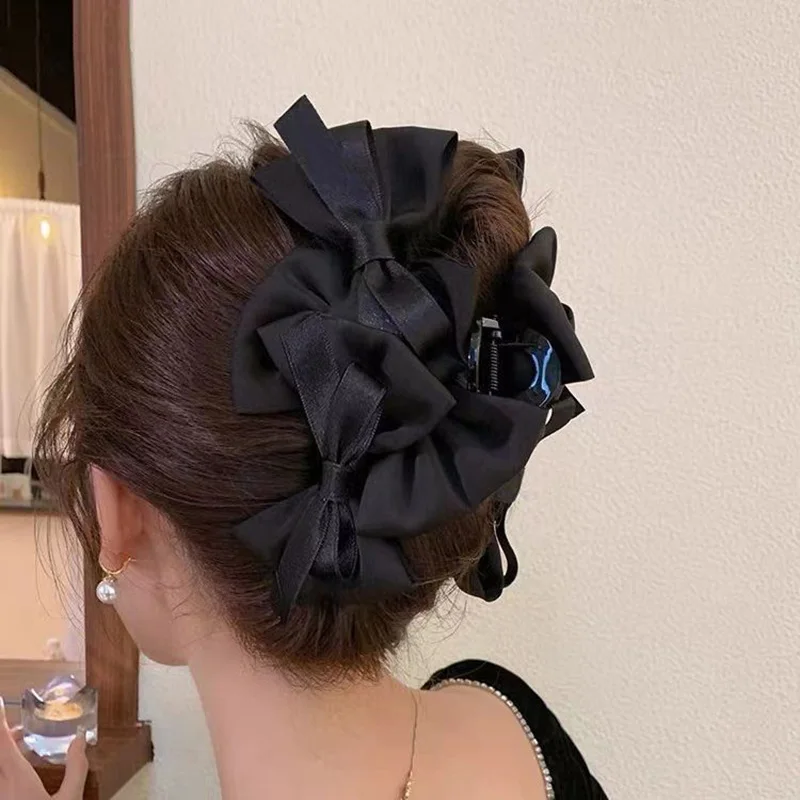 French Bow Hair Clip Large Size Shark Clip Elegant Woman Hair Claws Clips Fashion Girls Hair Accessories Sweet Headwear view 3