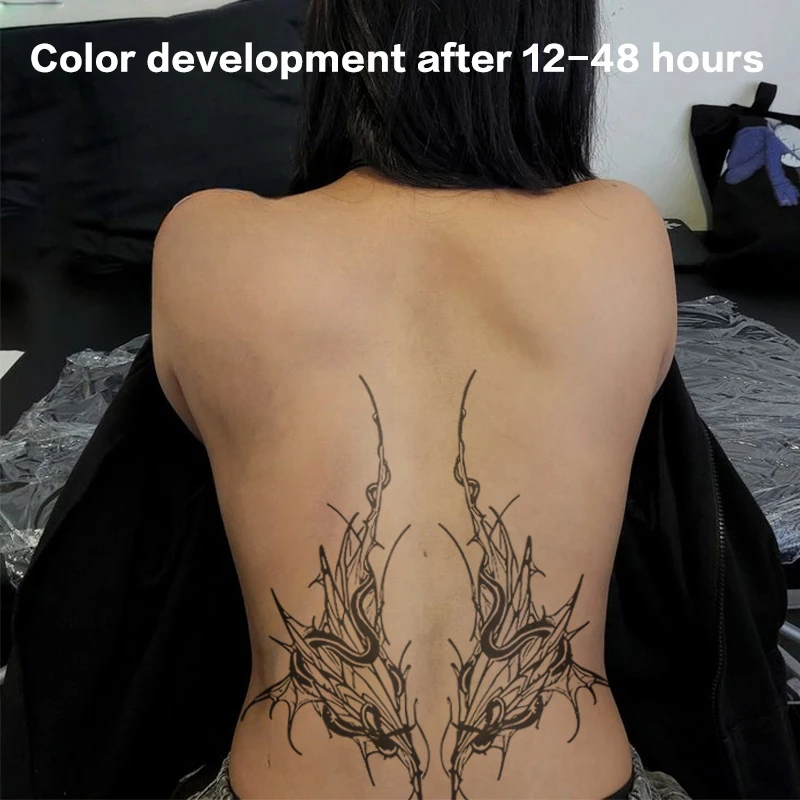 Temporary Tattoo Thorn Python Herbal Juice Tattoo Sticker Sexy Gothic Style Back Waterproof Durable Fake Tattoo Festival Gadget