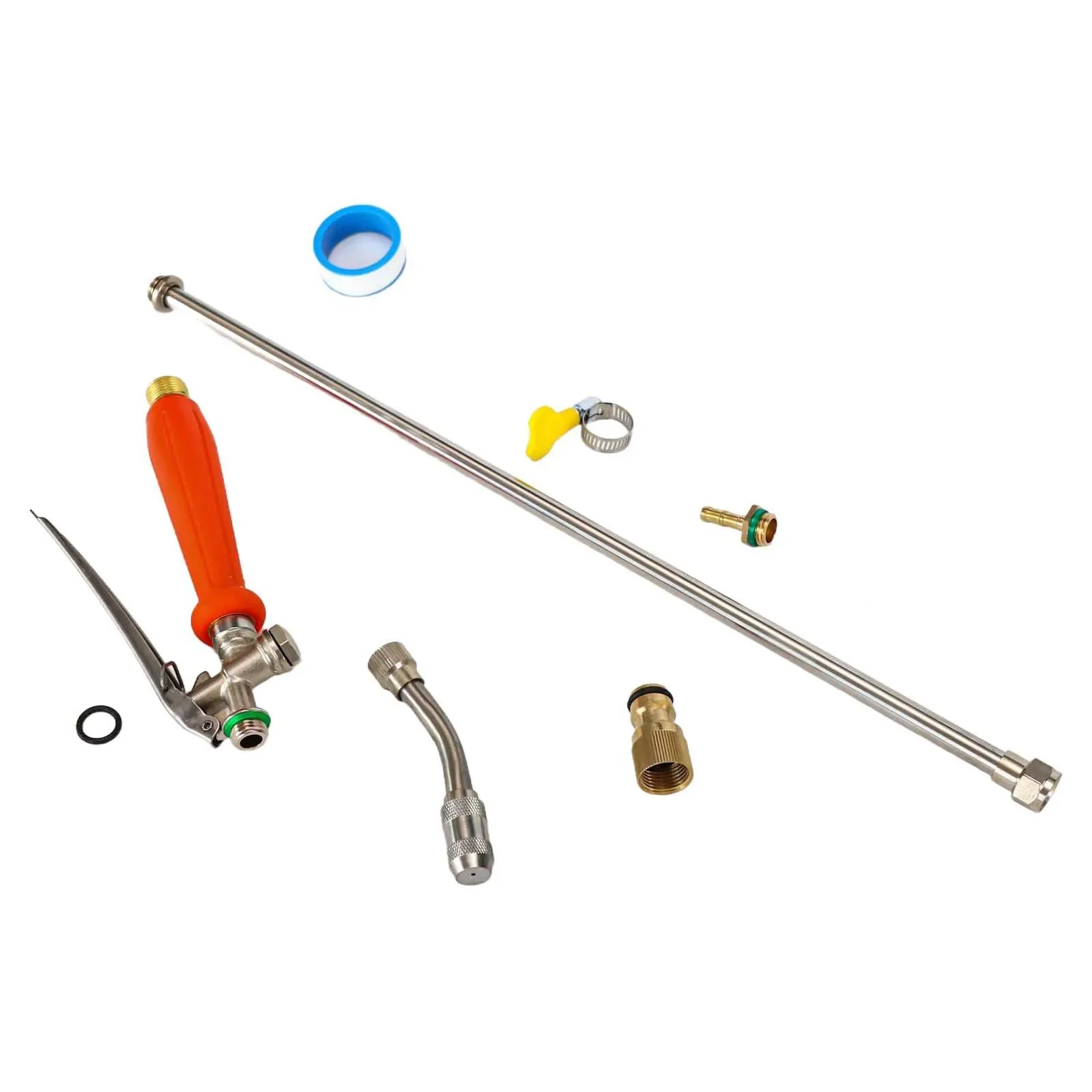 Garden Spray Rod Stainless Steel 44 Inch with Brass Barb Hose Connectors and Built In ShutOff Valve for Hose Attachment