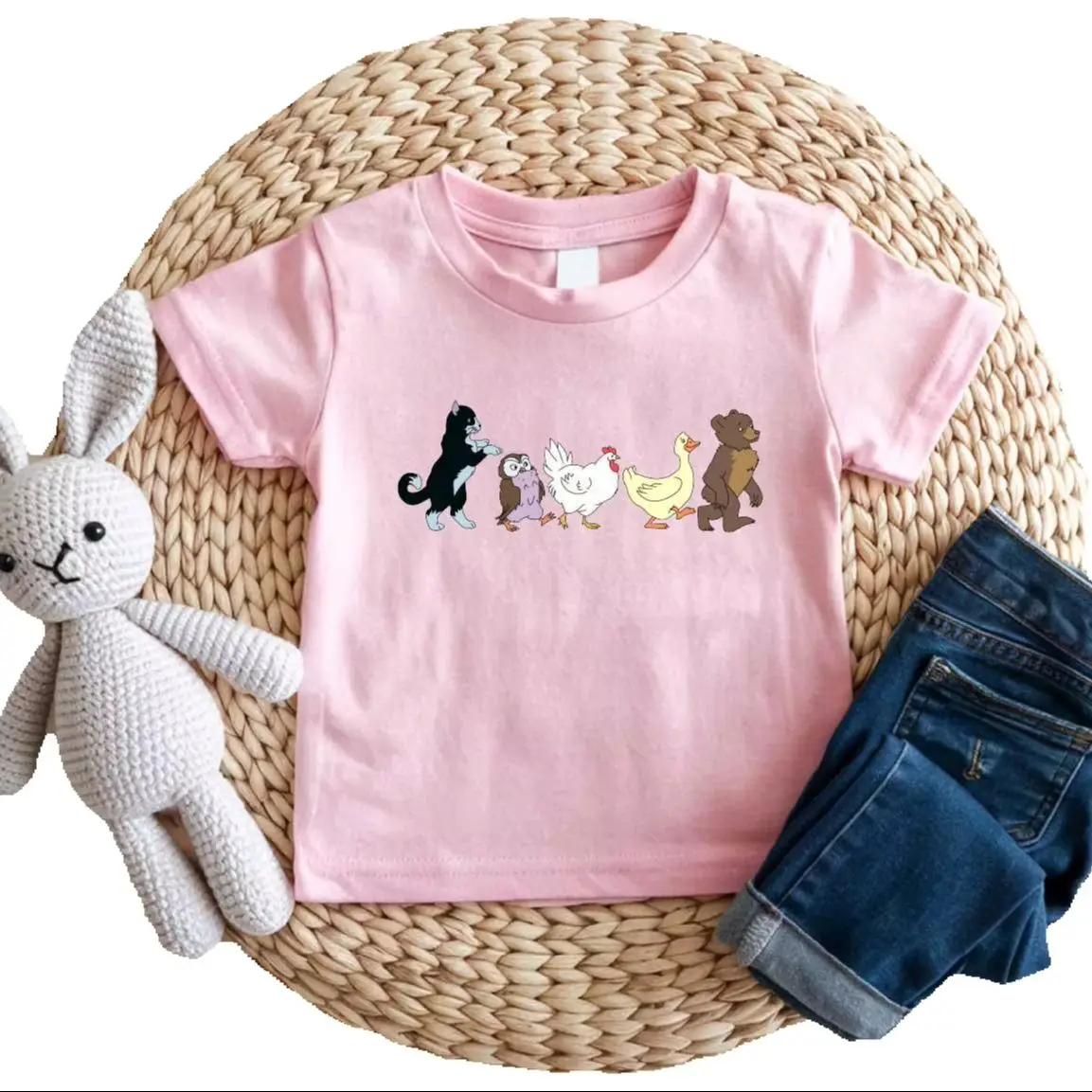 1pc Little Bear Kids Animated TV Show Cute Cotton T shirt Unisex Men Women Kids Summer Streetwear Casual Short Sleeve Tops