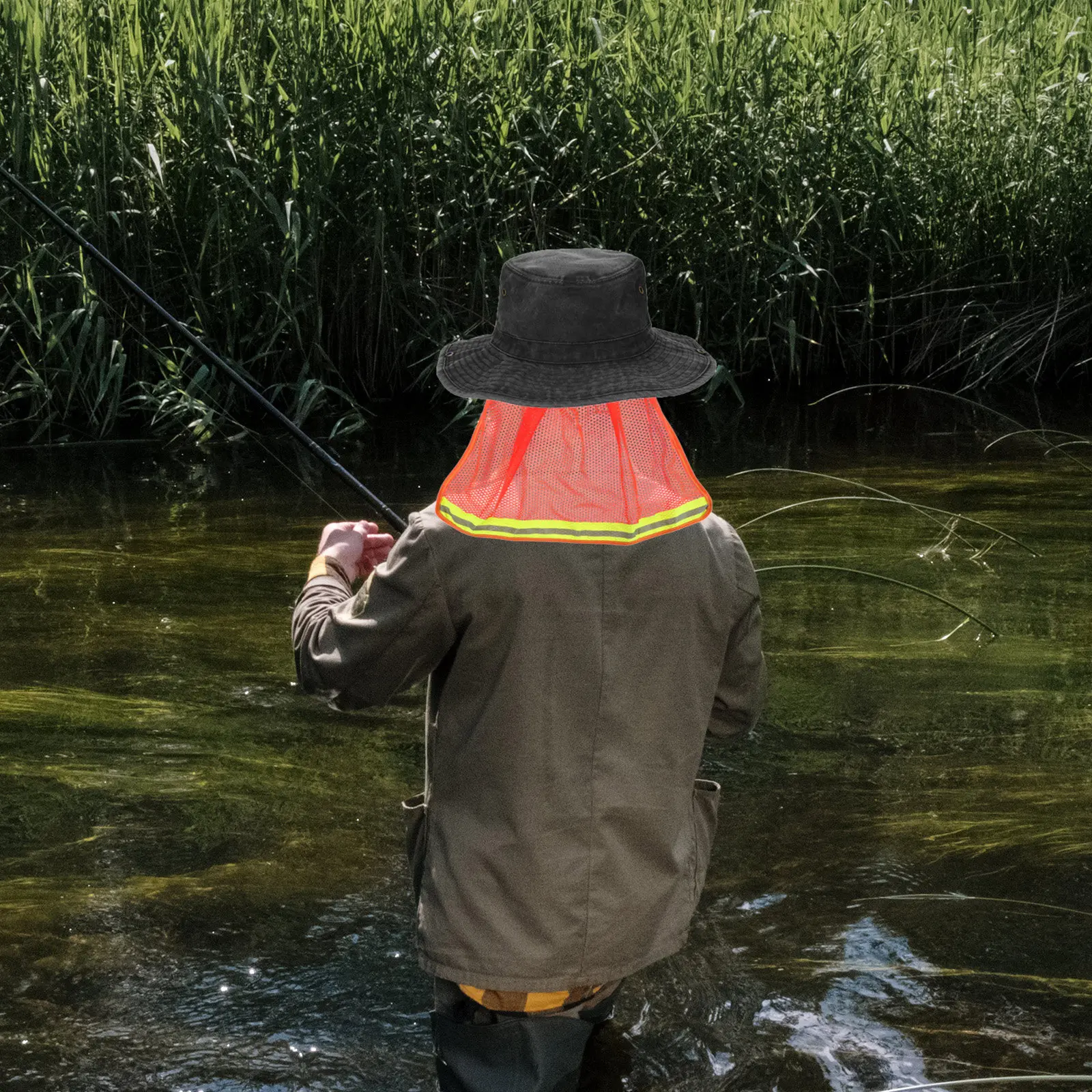 

Safety Sun Shade Waterproof Hard Hat Cover with Neck Flap for Outdoor Workers Breathable Mesh Design