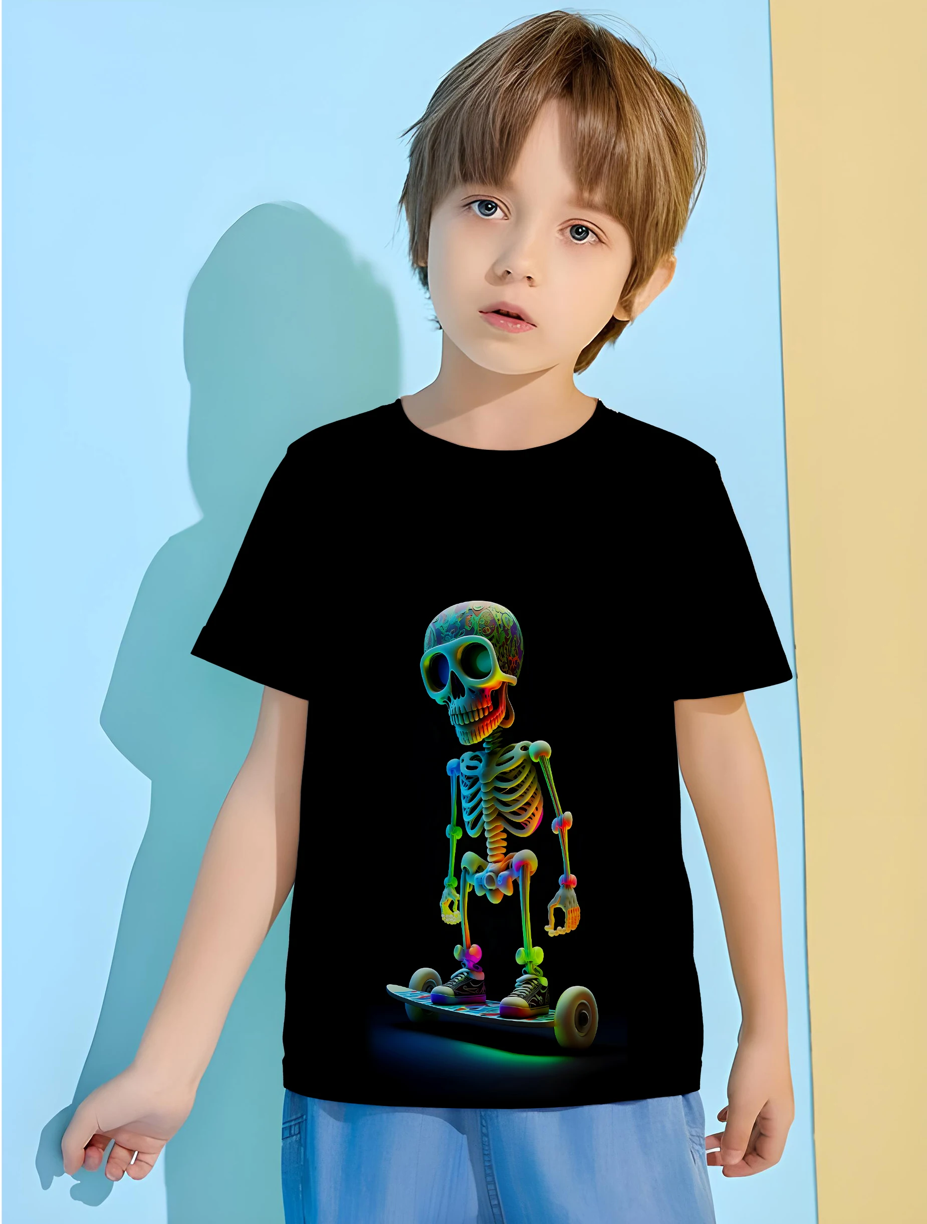 Camicetta per bambini Zombie Skeleton abbigliamento abbigliamento per ragazzo da 8 a 10 anni magliette maschili per ragazzi magliette T-shirt per