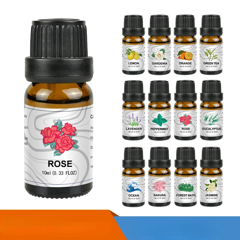 10ml/bottle Rose Aromatherapy Essential Oil Water-soluble Plant Humidifier Aromatherapy Home Indoor Bedroom Air Freshener