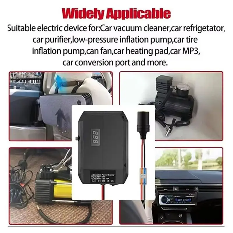 ABUO For 18V Battery Powered Wheels Adapter DC 18V to 12V Step-Down Converter Cigarette Lighter Buck Module Included