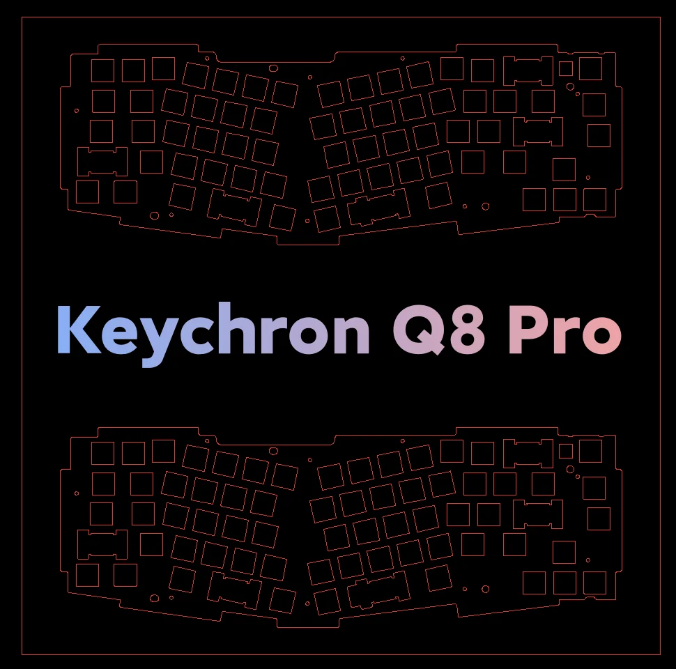 Q8 PRO keyboard pcb mount stab type plates CF Brass PEI POM FR4