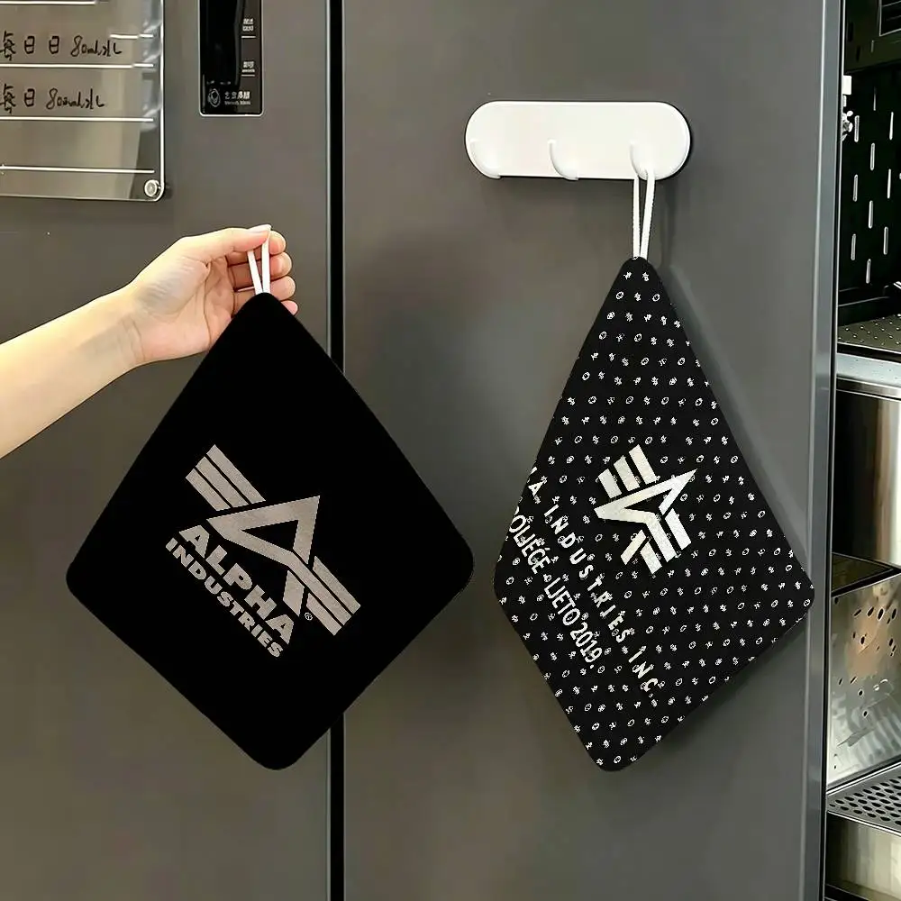 A-Alpha La I-Industries logo Polyester Cotton Hand Wiping Towel, Hanging Towel, Quick Dry for Kitchen Bathroom Daily Supplies