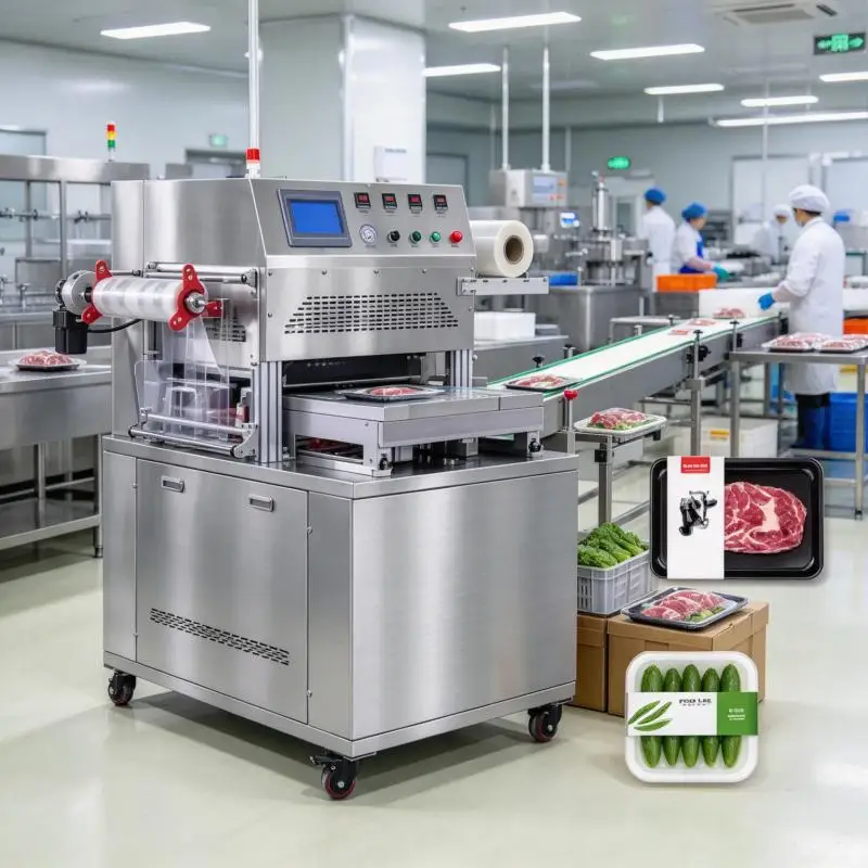 MAP Packaging Machine Automatic Gas Flushing Tray Sealer for Meat Seafood Fruit Vegetable Food Packaging