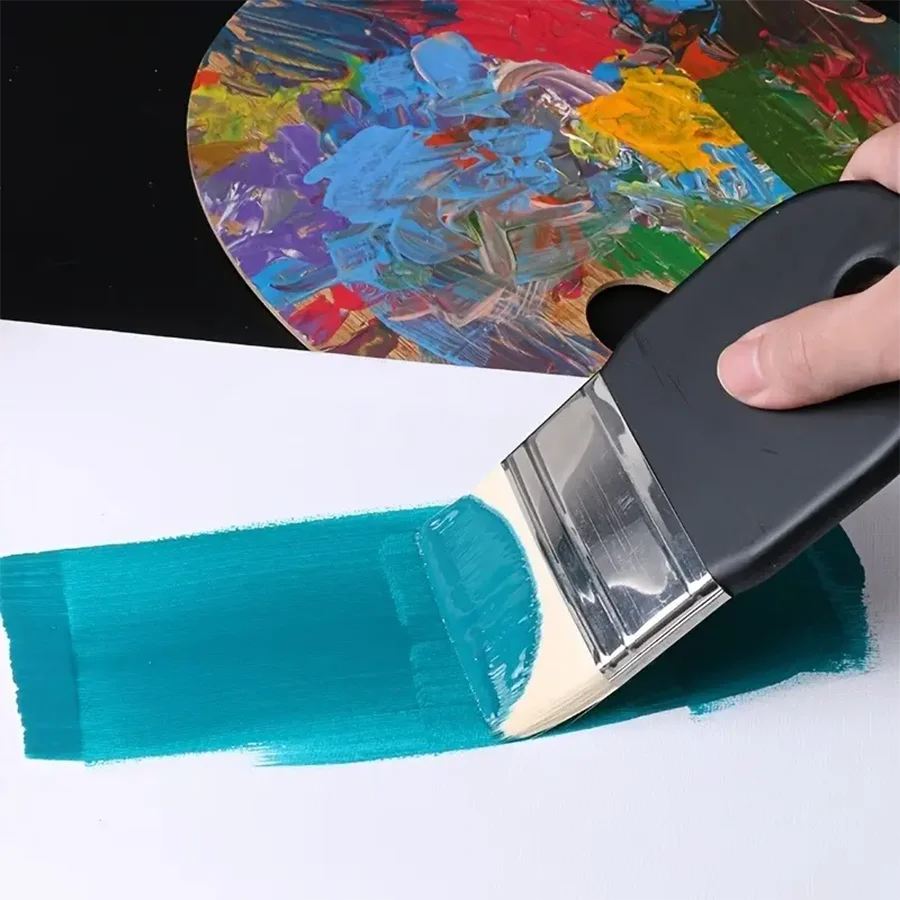1pc escova de cabelo de náilon escova de cabeça plana água em pó aquarela pintura a óleo acrílico pintura de parede pintura à mão parede diy paintin