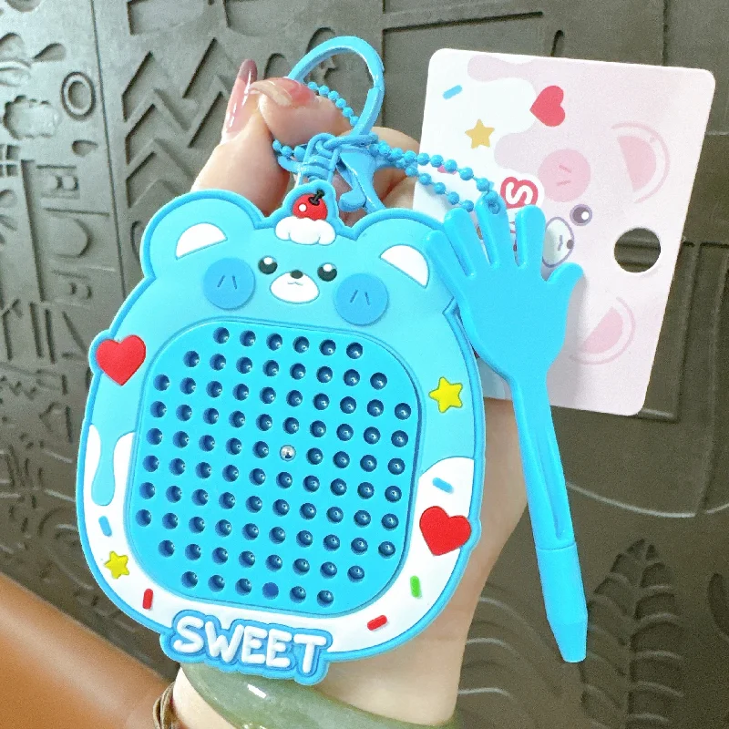 3pcs Cartoon Animal Creative Decompression Magnetic Steel Ball Drawing Board Toy Children's Key Chain Backpack Pendant