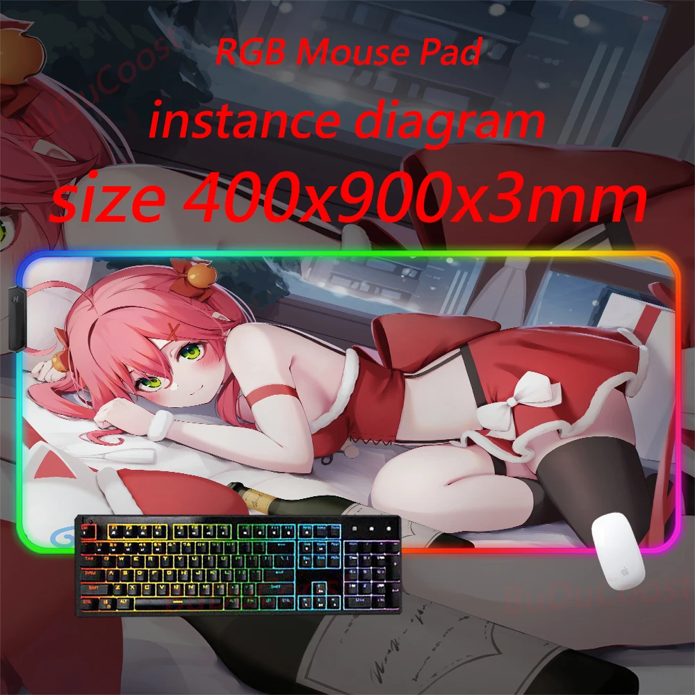 Hot selling item Sakura Miko Anime electronic sports Office HD Print Desk Mat Gaming RGB Locking Computer Luminescence Mouse Pad