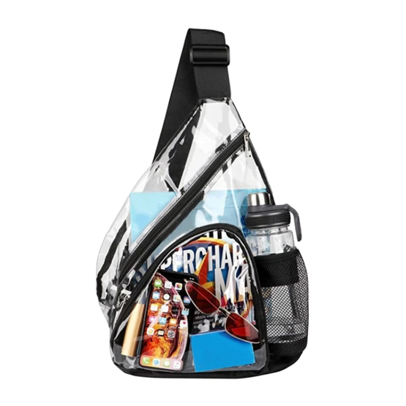 Transparente Casua para Mulheres Homens Estádio Aprovado Limpar Sling Sacos Peito Daypack Crossbody Ombro Mochila PVC