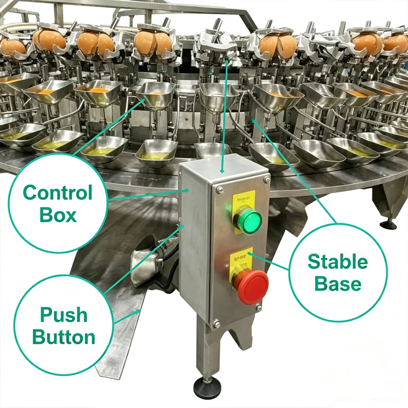Industrial Rotary Egg Breaking Machine With Control Box Push Button Stable Base Stainless Steel Customized