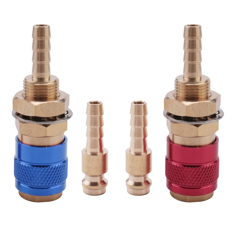 2Pcs Water Cooled Air Cooled Gas Water Adapter Quick Connector Fitting For MIG TIG Welding Torch Plug, Blue+Red