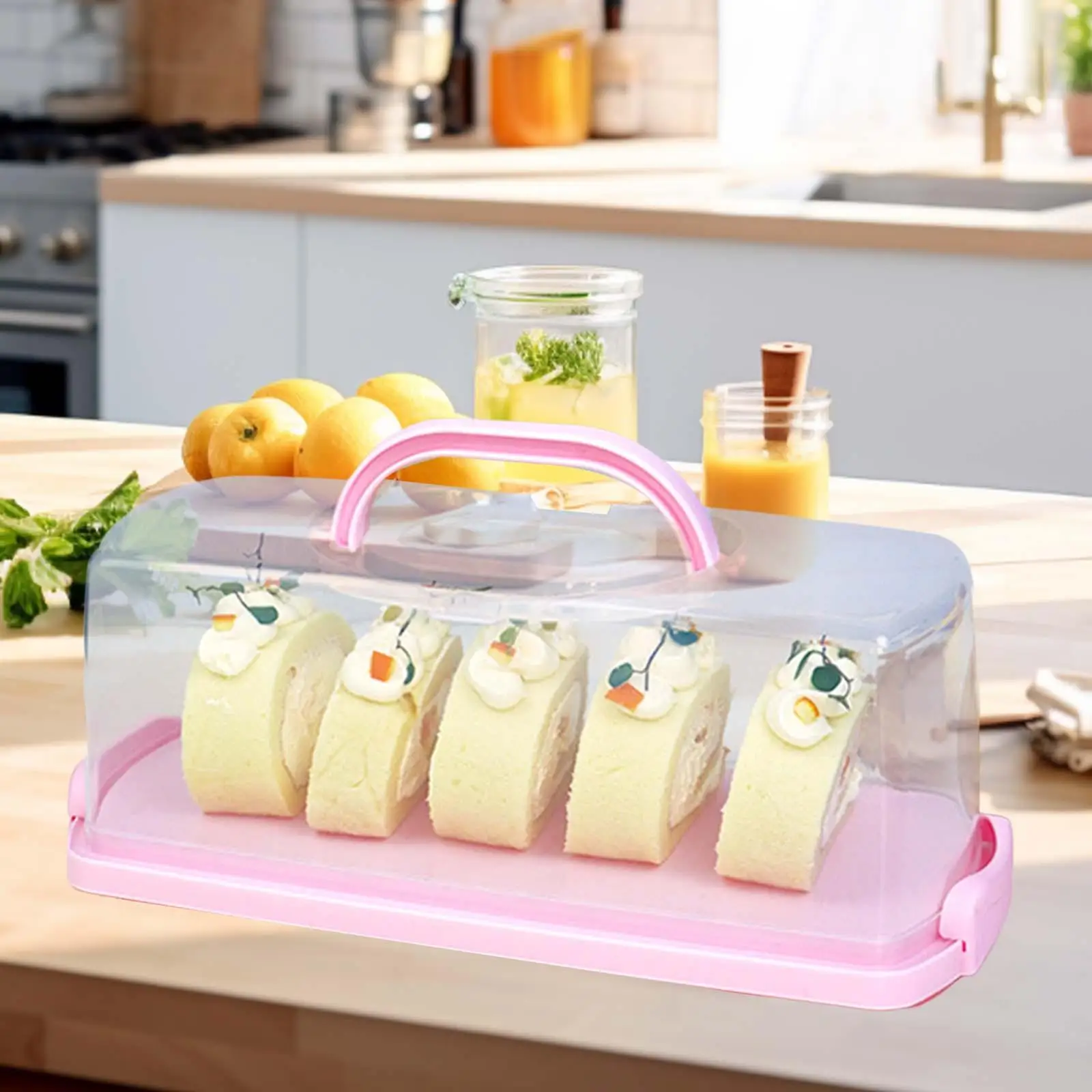 Roll Cake Packaging Box Portable Hand-held Sliced Toast Dessert Bread Box Cake Holder Food Storage Container for Baby Birthday